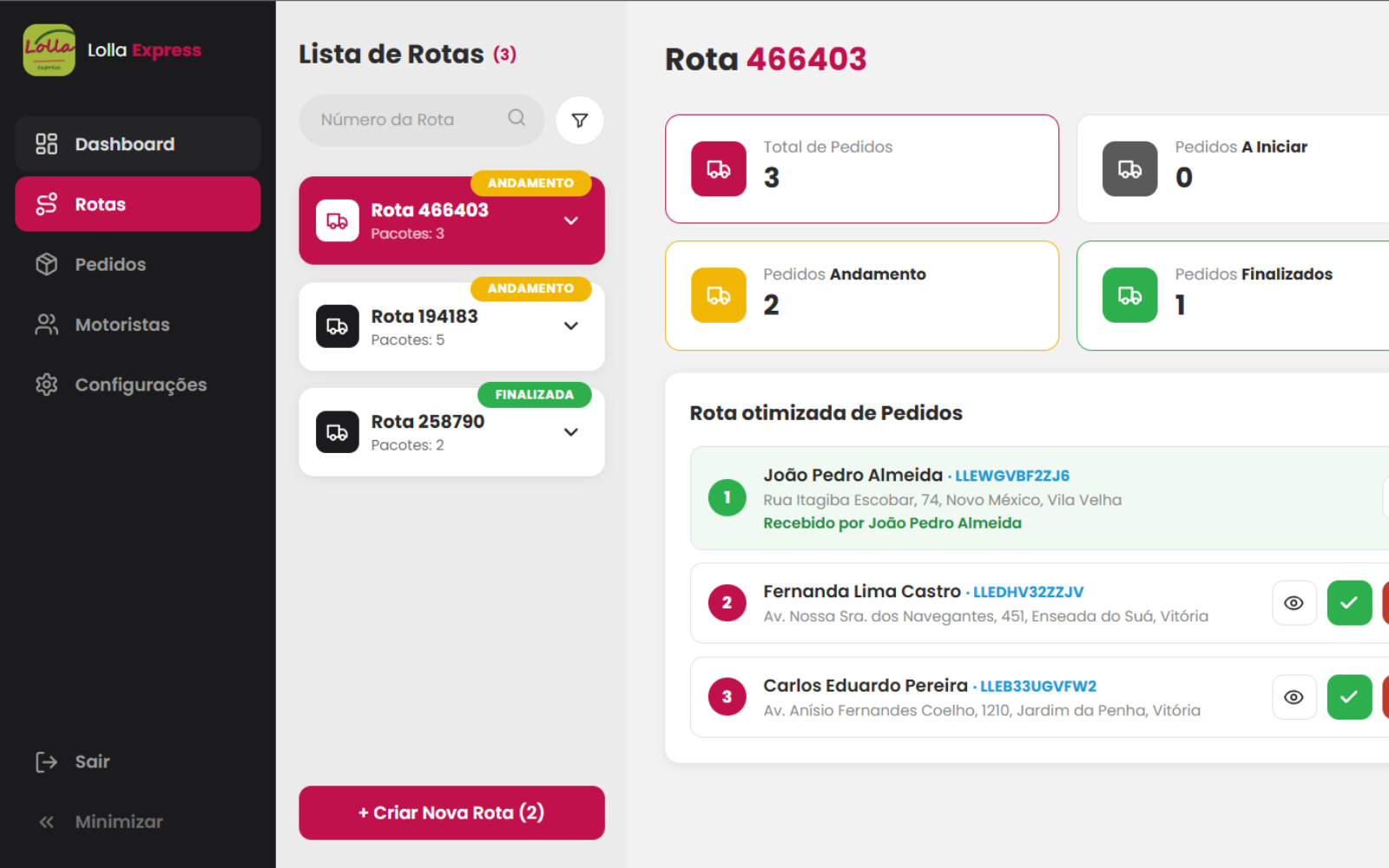 Lolla Express — Gestão de entregas e rotas integrado com O Boticário
